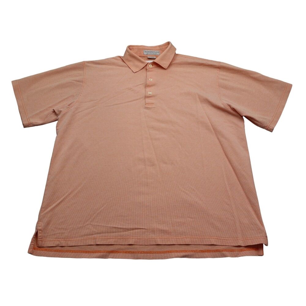 Martin Shirt Mens XL Orange Short Sleeve Collared Knitted Chest Button Polo